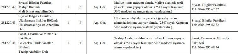 SAÜ ve SUBÜ'ye 85 akademik personel alınacak