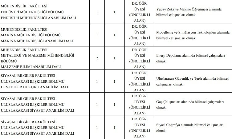 SAÜ'ye 18 öğretim üyesi alınacak
