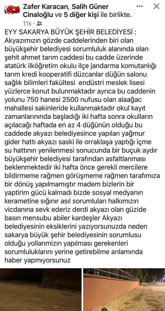 Şehit Ahmet Tarım Caddesi asfalt bekliyor