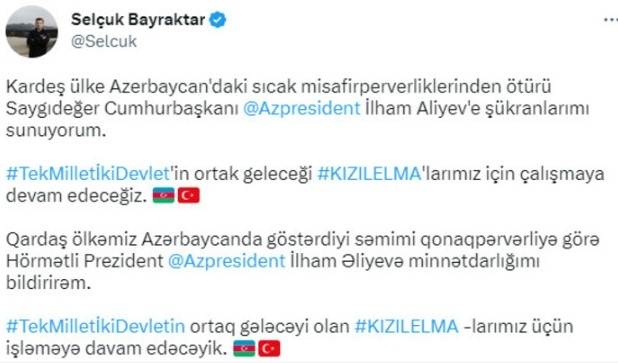 Selçuk Bayraktar, Azerbaycan Cumhurbaşkanı Aliyev'le görüştü