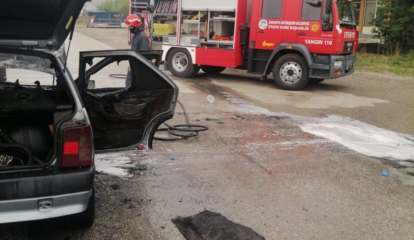 Seyir halinde alev aldı