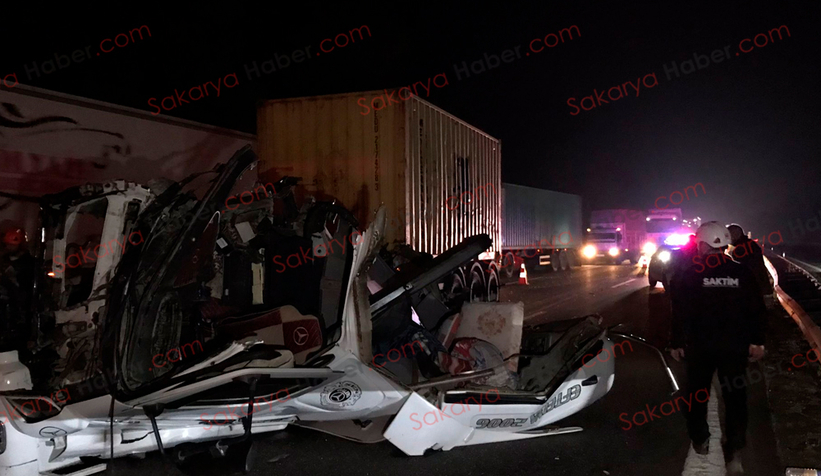 Anadolu Otoyolu'nda paramparça olan bu tırın kupasından sağ çıktı