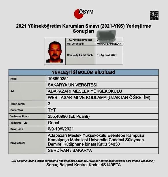 Sınava birlikte giren baba kız ayrı okullara yerleşti