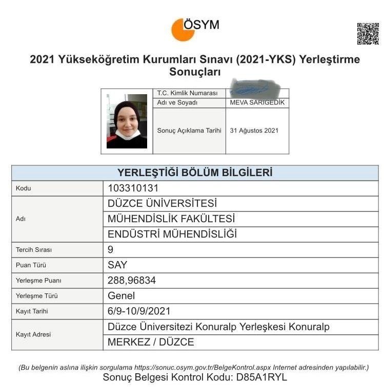 Sınava birlikte giren baba kız ayrı okullara yerleşti