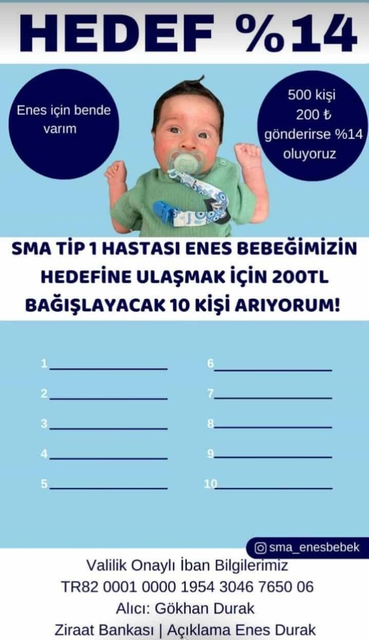 SMA hastası Enes bebek yardım bekliyor