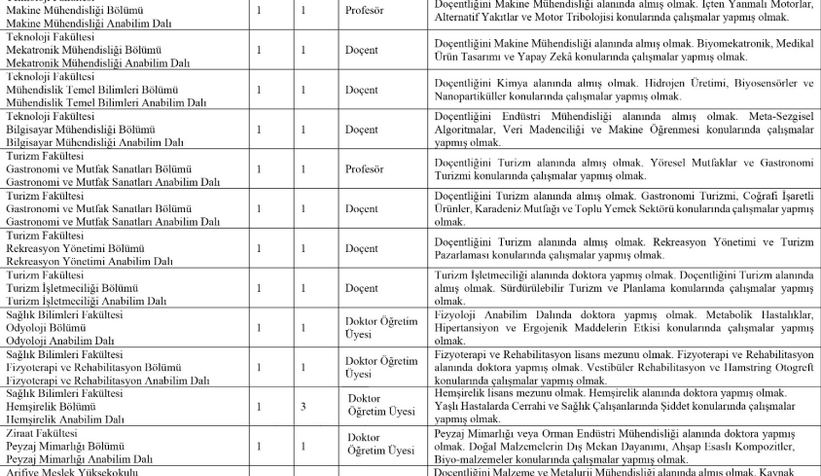 SUBÜ akademik personel alacak
