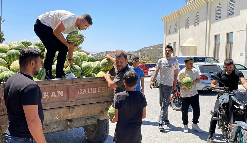 Tarlada Çürümeye Terk Edilen Karpuzlar Vatandaşa Ücretsiz Dağıtıldı