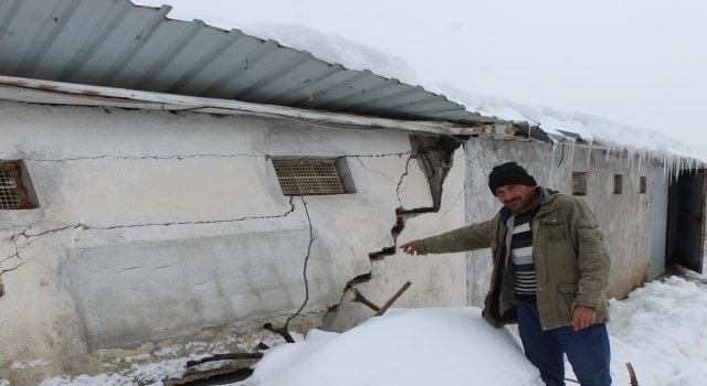 Tavuk çiftliğinin çatısı çöktü