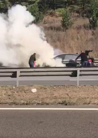  TEM’de otomobil alev alev yandı