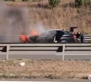  TEM’de otomobil alev alev yandı