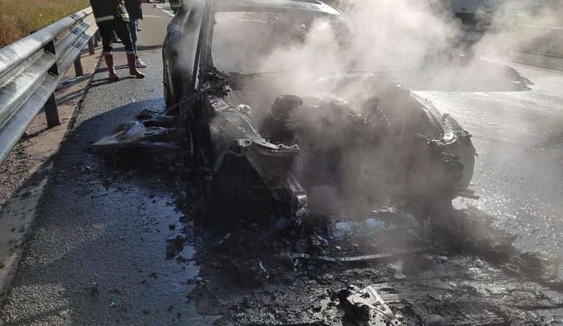  TEM’de otomobil alev alev yandı