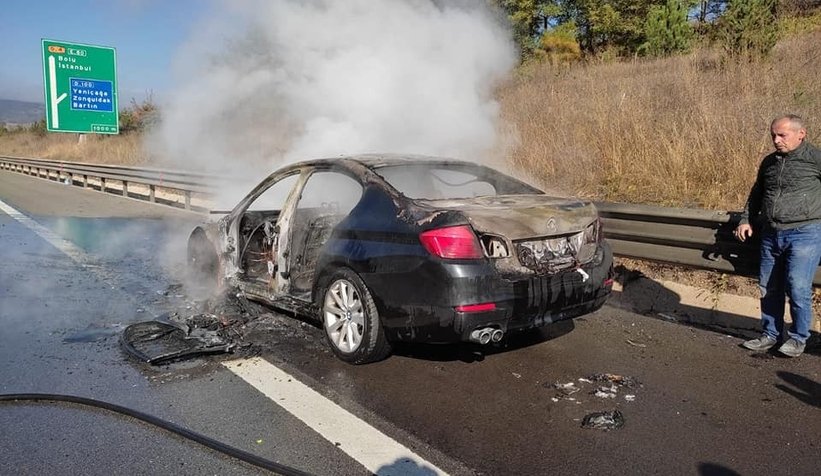  TEM’de otomobil alev alev yandı