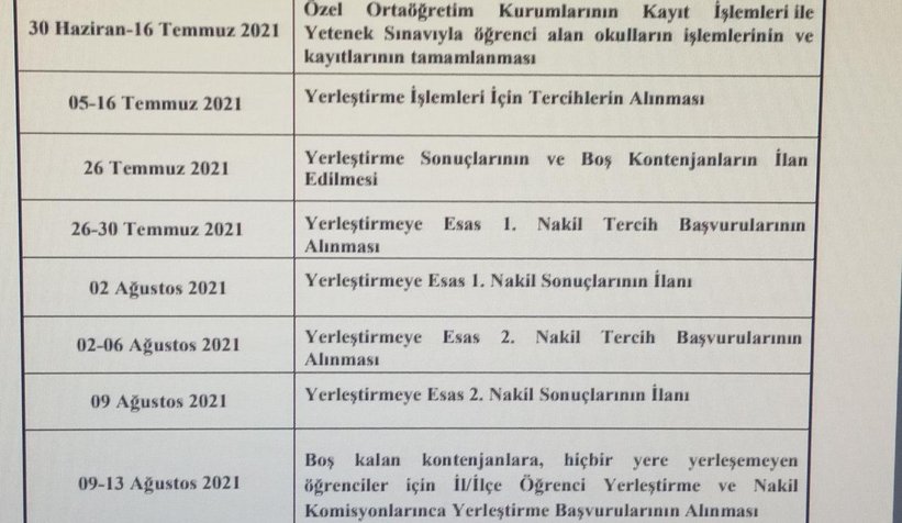 Tercih ve yerleştirme takvimi açıklandı