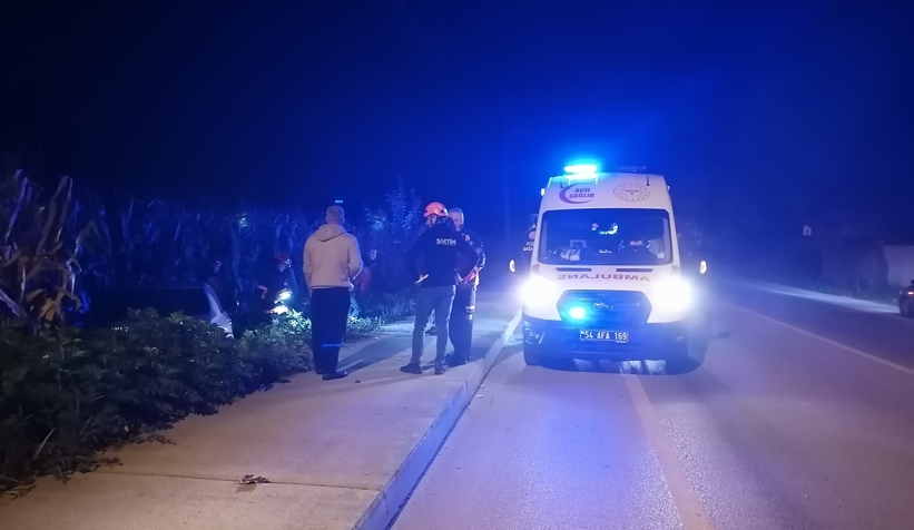 Tarlaya uçan otomobilde sürücü yaralandı