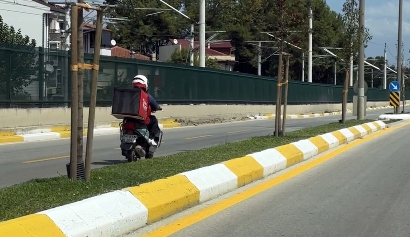 Ters yönde ilerleyen kuryesi tehlike saçtı