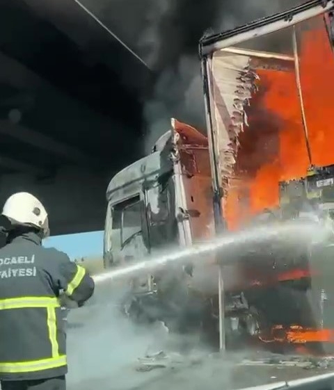 Tır alev topuna döndü