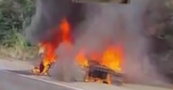 Tır alevlere teslim oldu