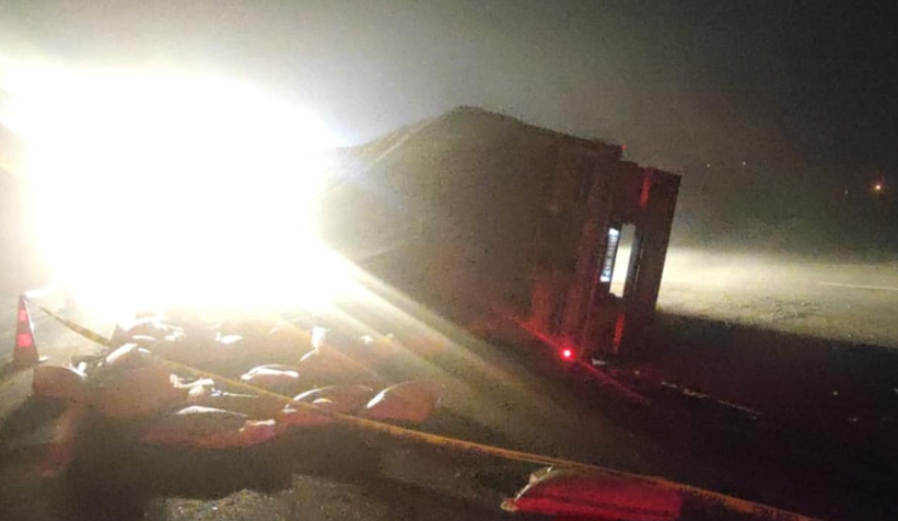 Tır devrildi sürücü öldü