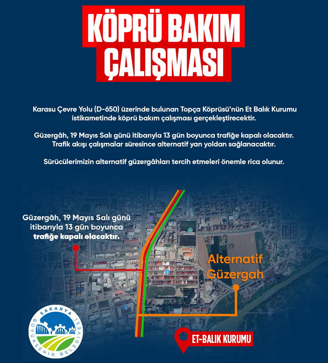 TOPÇA Köprüsü trafiğe kapanıyor; İşte detaylar