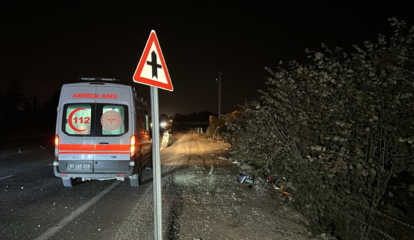 Trafik tabelasına çarpan motosiklet fındık bahçesine uçtu: 1 yaralı