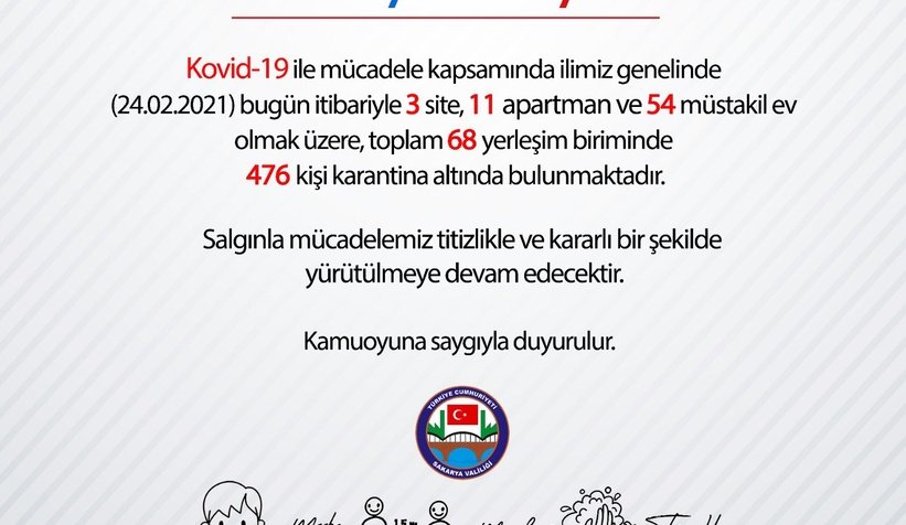 Valilik karantinadaki ev ve kişi sayısını açıkladı