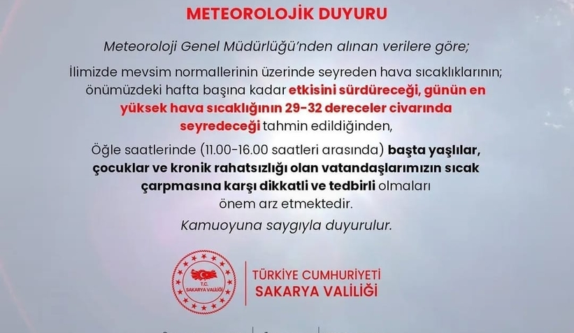 Valilikten sıcaklık uyarısı: O saatler arasında dışarı çıkmayın!