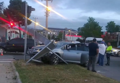 Yön levhalarına çarptı