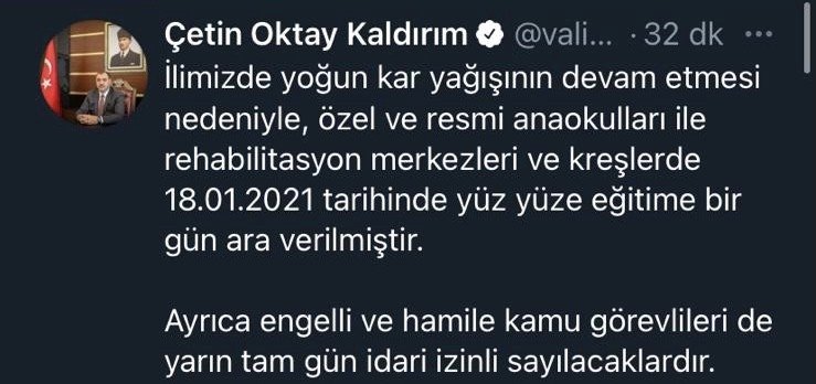 Yüz yüze eğitime bir gün ara verildi