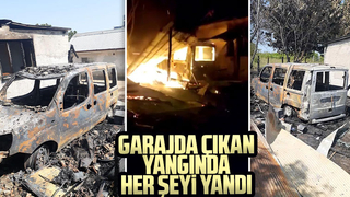 Garajda çıkan yangında her şeyi yandı