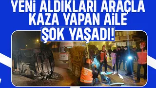 Gaz pedalı takılı kalan otomobil aileye dehşeti yaşattı