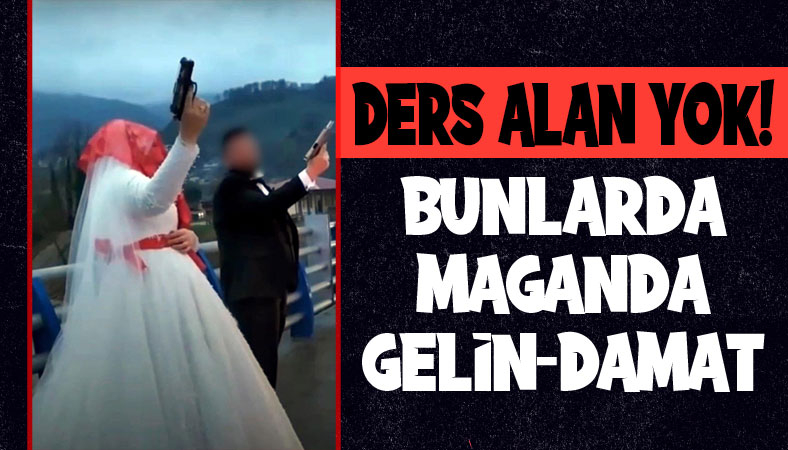 Gelin ve damat havaya ateş açtı, tepki yağdı