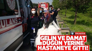 Gelin ve damat kazada yaralandı
