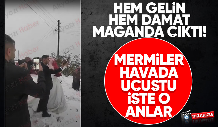Gelin ve damat maganda çıktı