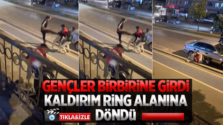 Gençlerin tekmeli yumruklu kavgası kamerada