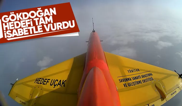 GÖKDOĞAN atış testinde hedef uçağı tam isabetle vurdu.