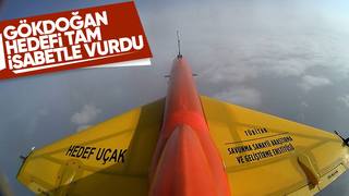 GÖKDOĞAN atış testinde hedef uçağı tam isabetle vurdu.
