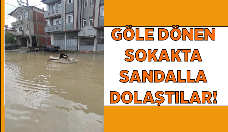 Göle dönen sokakta ilginç görüntü