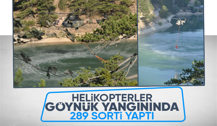 Göynük'teki orman yangınında helikopterler 775 ton su attı