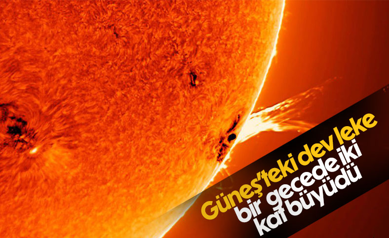 Güneş'teki dev leke bir gecede iki kat büyüdü