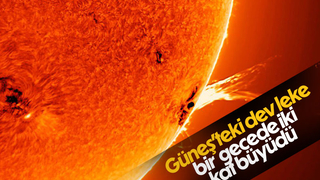 Güneş'teki dev leke bir gecede iki kat büyüdü