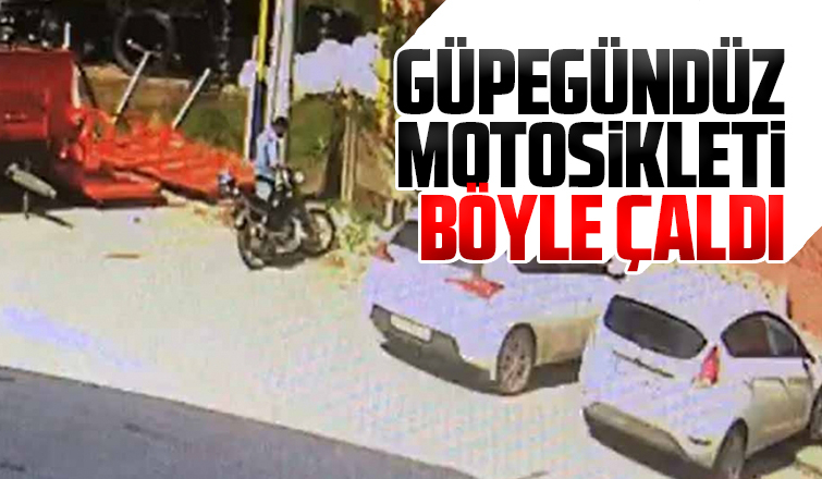 Güpegündüz motosikleti böyle çaldı