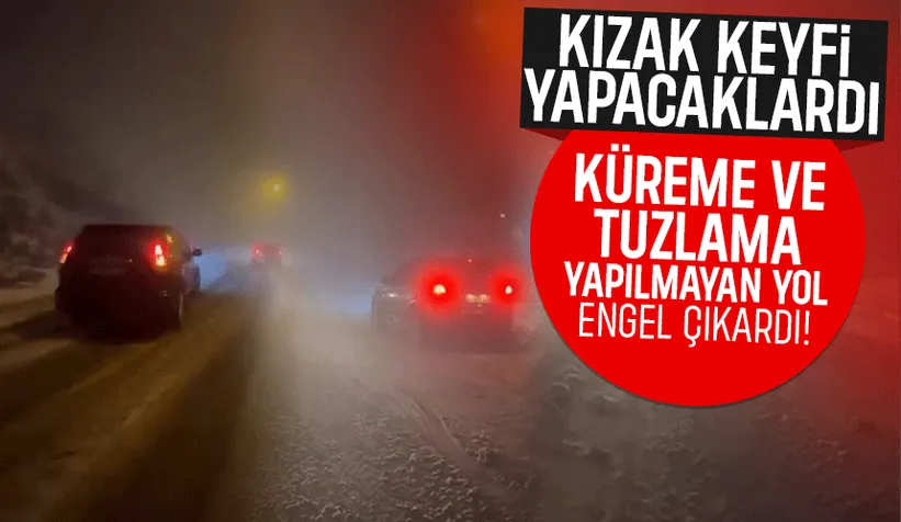 Güzlek’e kar keyfi için çıktılar, Yol heveslerini yarıda kesti
