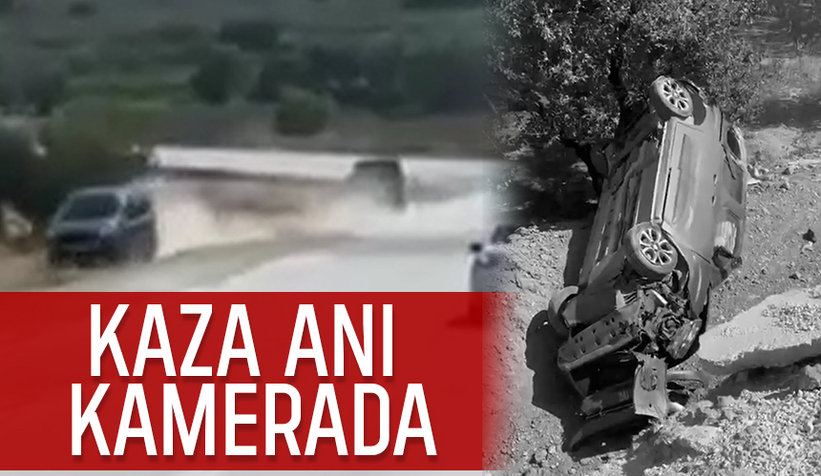 Hafif ticari araç tarlaya uçtu; İşte o anlar