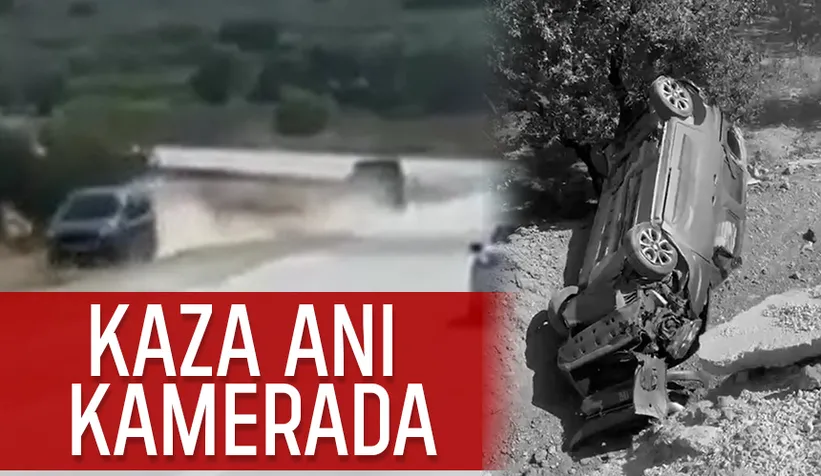 Hafif ticari araç tarlaya uçtu; İşte o anlar