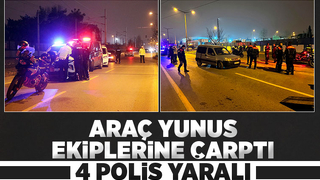 Hafif ticari araç yunus ekibine çarptı: 4 yaralı