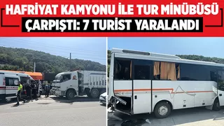 Hafriyat kamyonu ile tur midibüsü çarpıştı