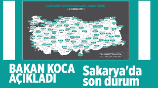 Haftalık tablo açıklandı; Sakarya'da son durum