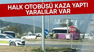 Halk otobüsü kaza yaptı