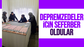 Hanımlar depremzedeler için üretiyorlar