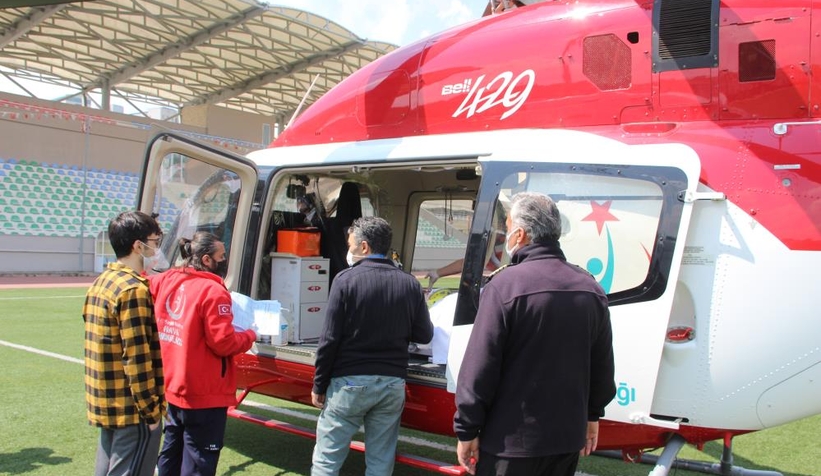 Hava ambulansı kazazede için havalandı